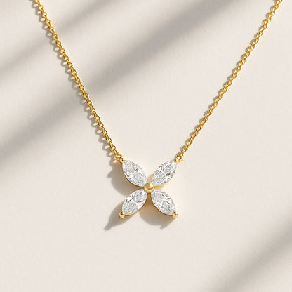 Floral CZ Necklace in 18K Yellow Gold Plated