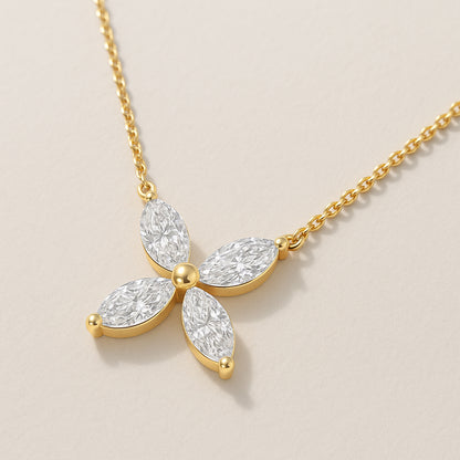 Floral CZ Necklace in 18K Yellow Gold Plated