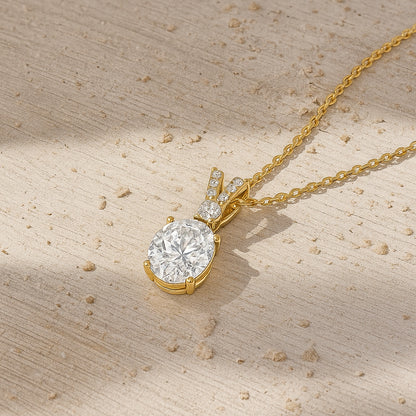 Classic Oval CZ Pendant Necklace in 18K Yellow Gold-Plated Setting