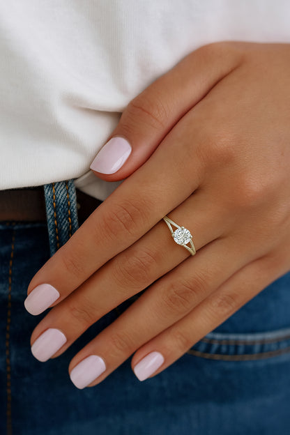 Classic Solitaire CZ Ring with 18K Yellow Gold Plated Band