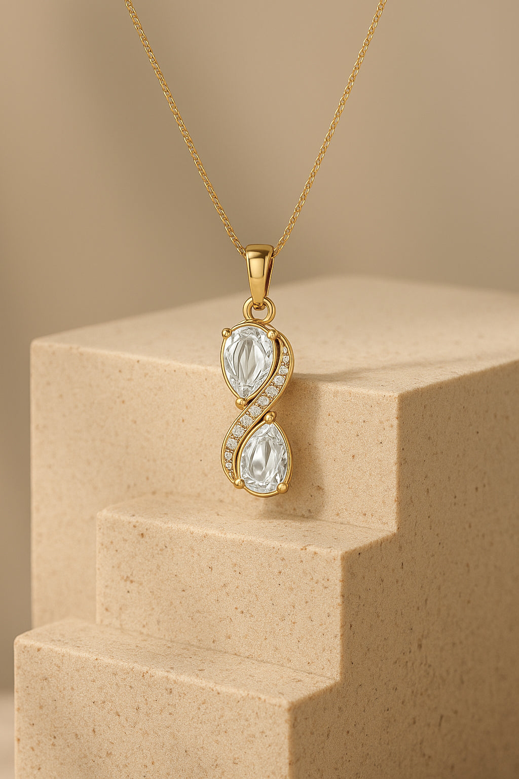 Infinity Spark CZ Pendant Necklace – 18K Gold Plated