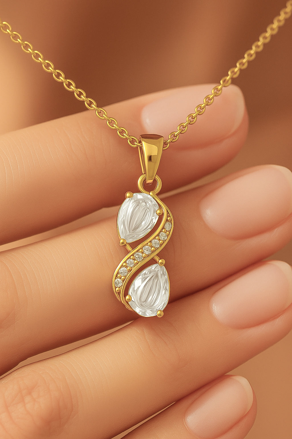Infinity Spark CZ Pendant Necklace – 18K Gold Plated