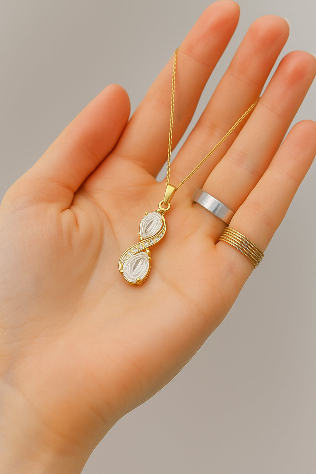 Infinity Spark CZ Pendant Necklace – 18K Gold Plated