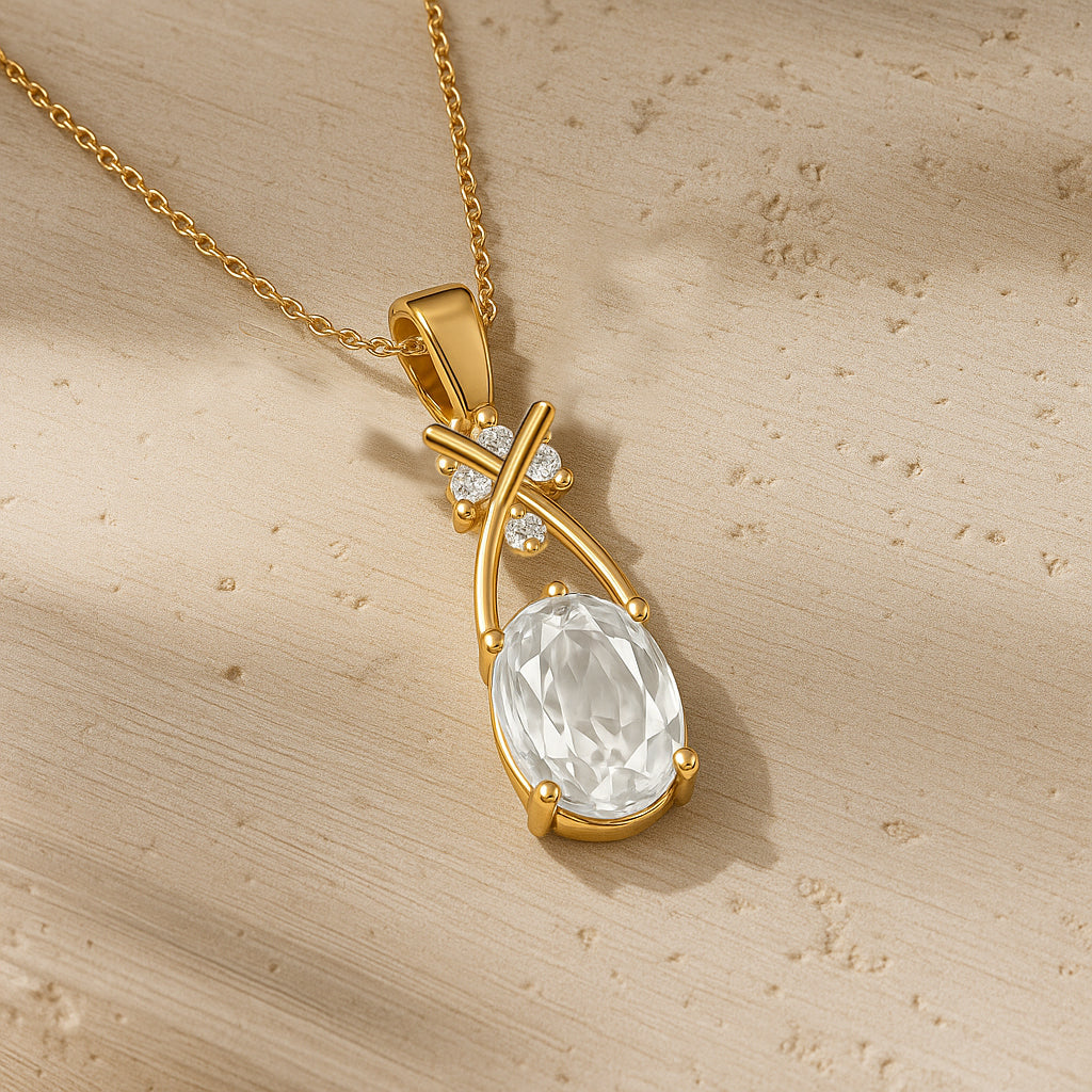 Graceful Spark CZ Pendant Necklace – 18K Gold Plated