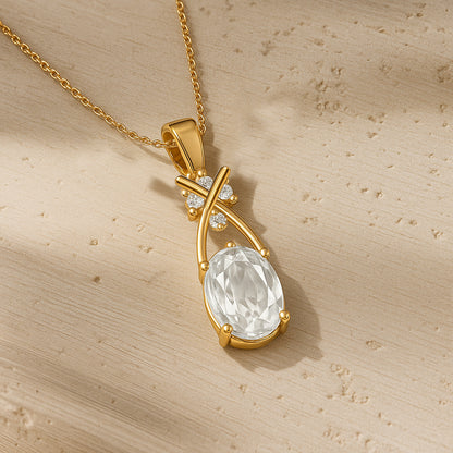 Graceful Spark CZ Pendant Necklace – 18K Gold Plated