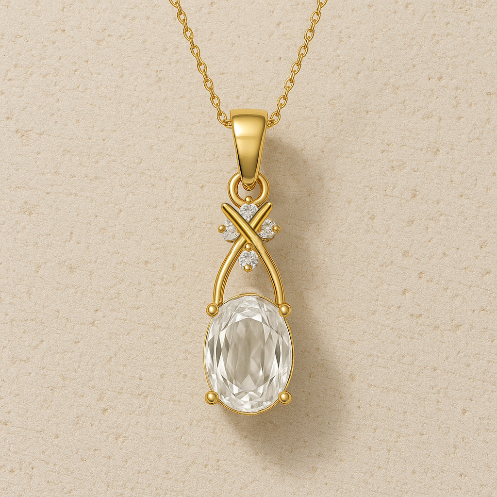 Graceful Spark CZ Pendant Necklace – 18K Gold Plated