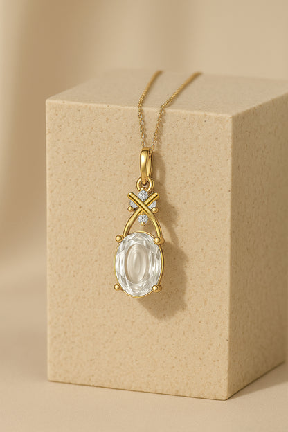 Graceful Spark CZ Pendant Necklace – 18K Gold Plated