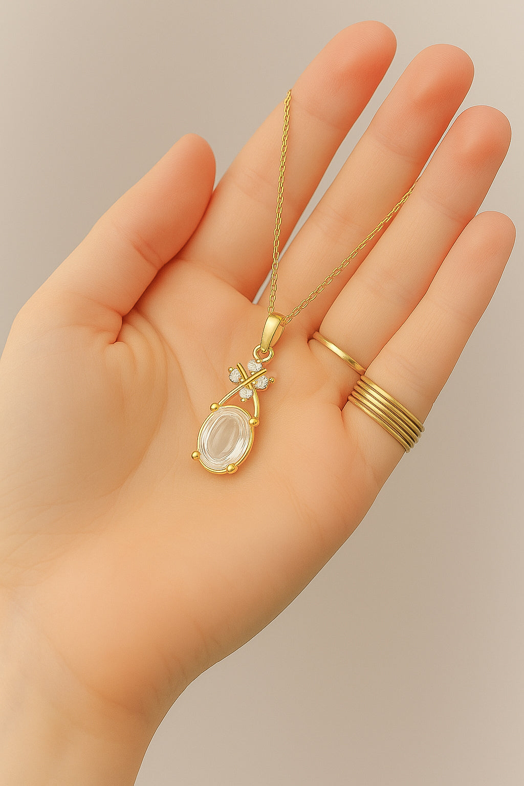 Graceful Spark CZ Pendant Necklace – 18K Gold Plated