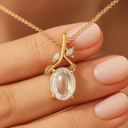 Botanical Elegance CZ Pendant Necklace – 18K Gold Plated