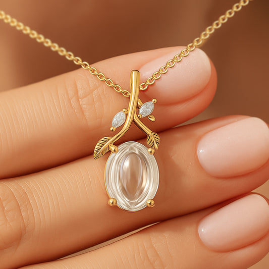 Botanical Elegance CZ Pendant Necklace – 18K Gold Plated