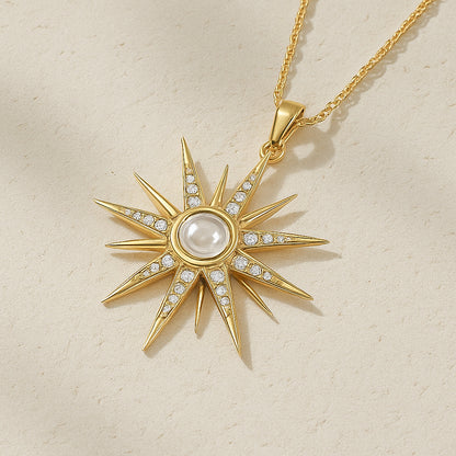 Golden Star Pendant Necklace with CZ Gemstones