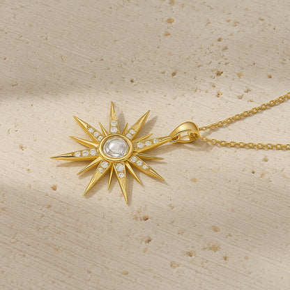 Golden Star Pendant Necklace with CZ Gemstones