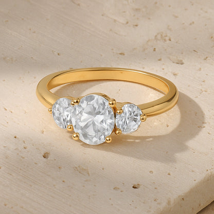 Triple CZ Stone Gold-Plated Ring